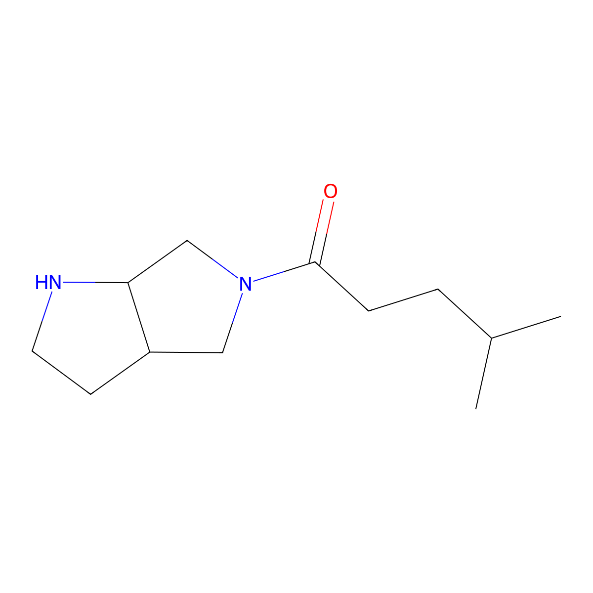1-(cis-Hexahydropyrrolo[3,4-b]pyrrol-5(1H)-yl)-4-methylpentan-1-one molecular structure, CAS 1218026-66-4