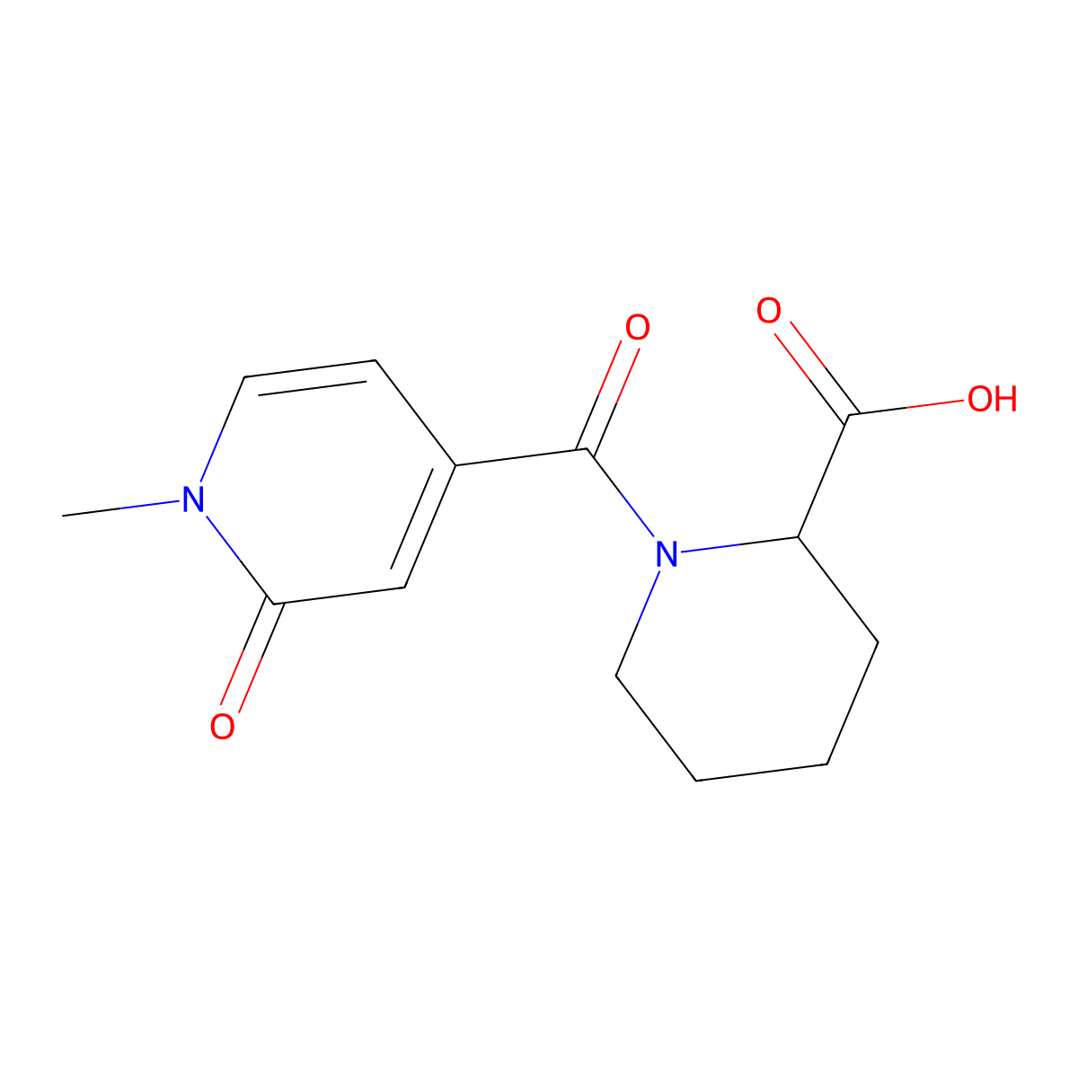 1-(1-Methyl-2-oxo-1,2-dihydropyridine-4-carbonyl)piperidine-2-carboxylic acid molecular structure, CAS 1218030-77-3