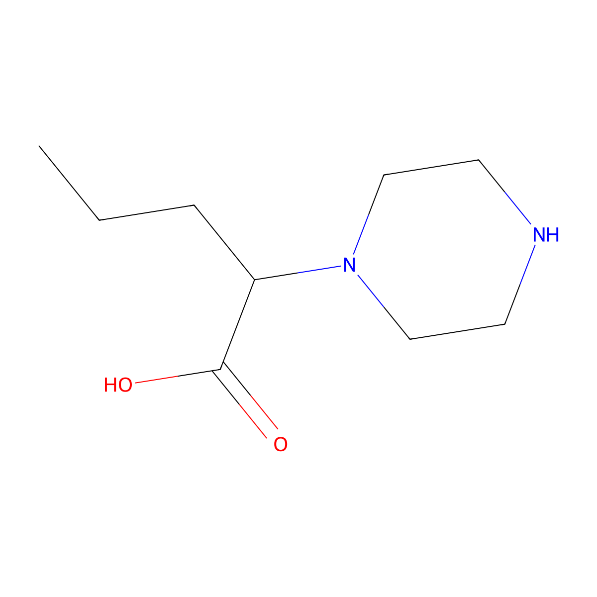 2-(Piperazin-1-yl)pentanoic acid molecular structure, CAS 1218030-87-5