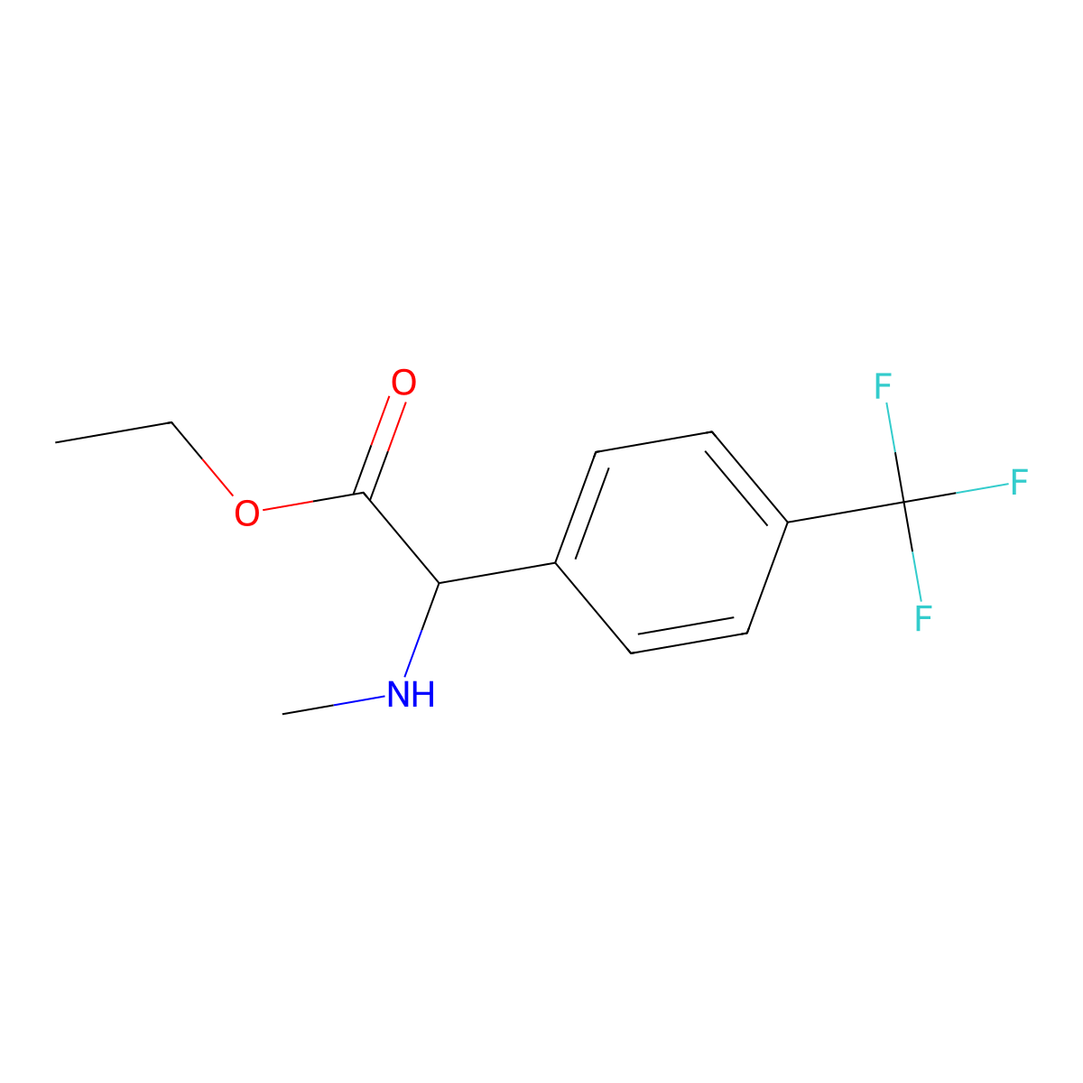 Ethyl 2-(methylamino)-2-[4-(trifluoromethyl)phenyl]acetate molecular structure, CAS 1218042-39-7