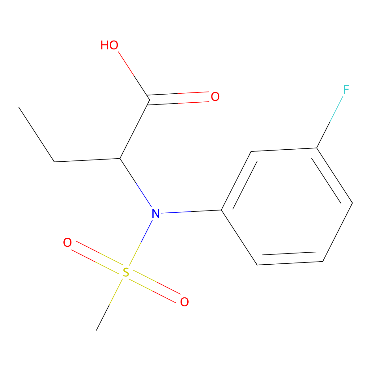 2-[(3-Fluorophenyl)(methylsulfonyl)amino]butanoic acid molecular structure, CAS 1218050-31-7