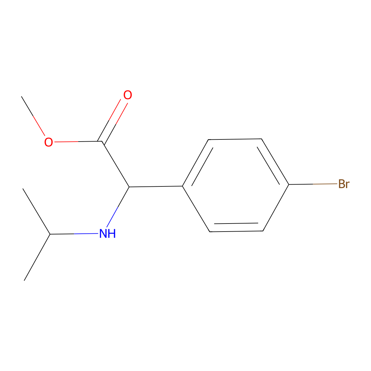 Methyl 2-(4-bromophenyl)-2-[(propan-2-yl)amino]acetate molecular structure, CAS 1218058-38-8
