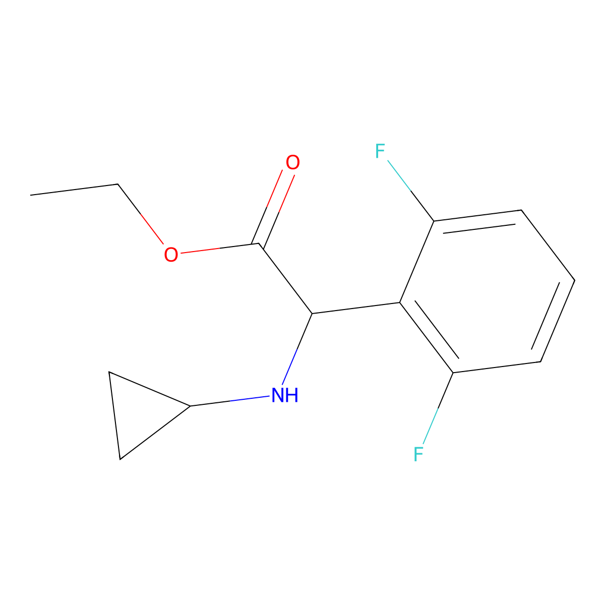 Ethyl 2-(cyclopropylamino)-2-(2,6-difluorophenyl)acetate molecular structure, CAS 1218065-21-4
