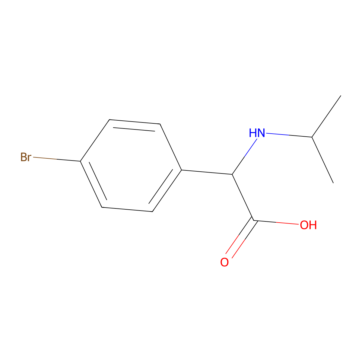 2-(4-Bromophenyl)-2-[(propan-2-yl)amino]acetic acid molecular structure, CAS 1218067-00-5
