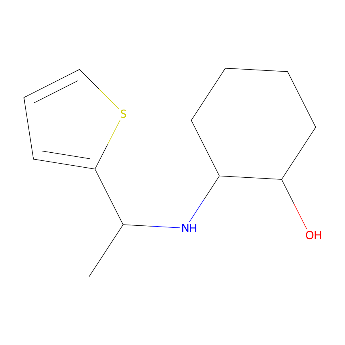 2-{[1-(Thiophen-2-yl)ethyl]amino}cyclohexan-1-ol molecular structure, CAS 1218070-52-0