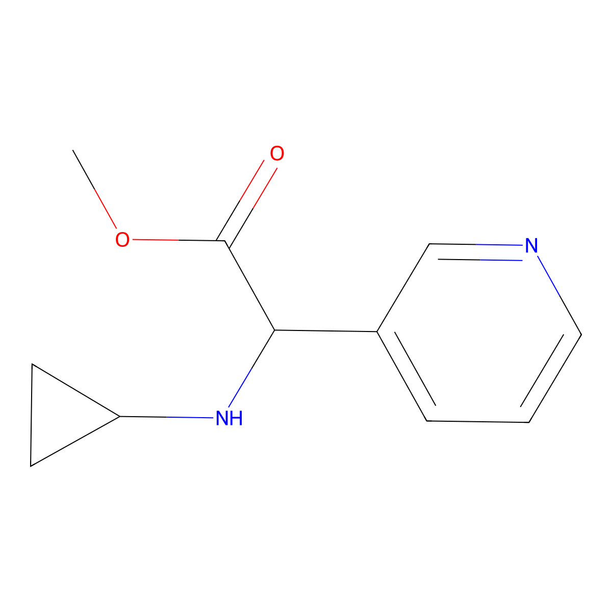 Methyl 2-(cyclopropylamino)-2-(pyridin-3-yl)acetate molecular structure, CAS 1218072-51-5