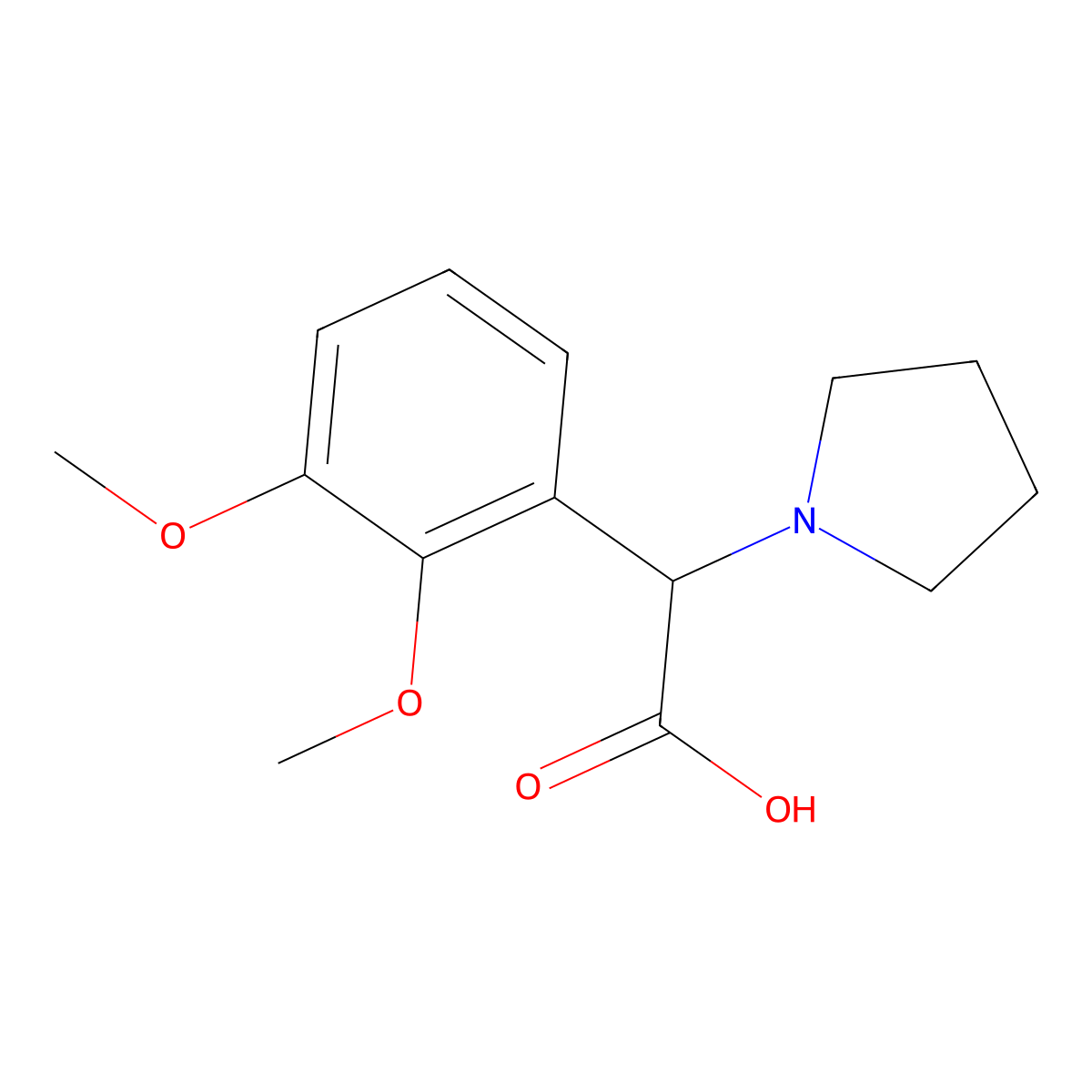 2-(2,3-Dimethoxyphenyl)-2-(pyrrolidin-1-yl)acetic acid molecular structure, CAS 1218088-66-4