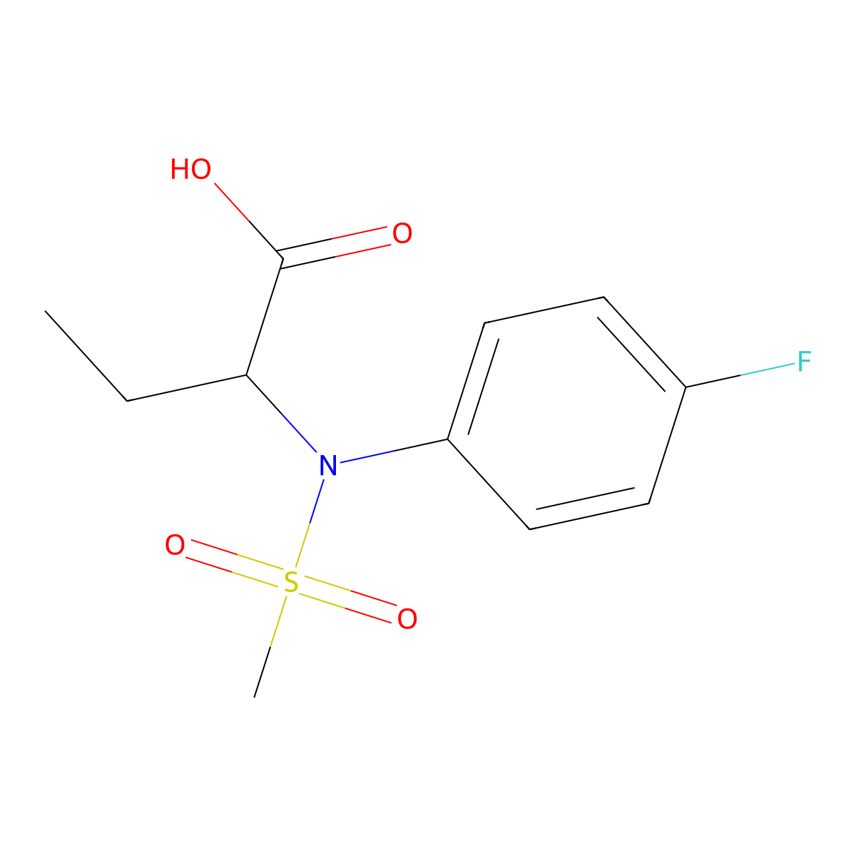 2-[(4-Fluorophenyl)(methylsulfonyl)amino]butanoic acid molecular structure, CAS 1218095-70-5