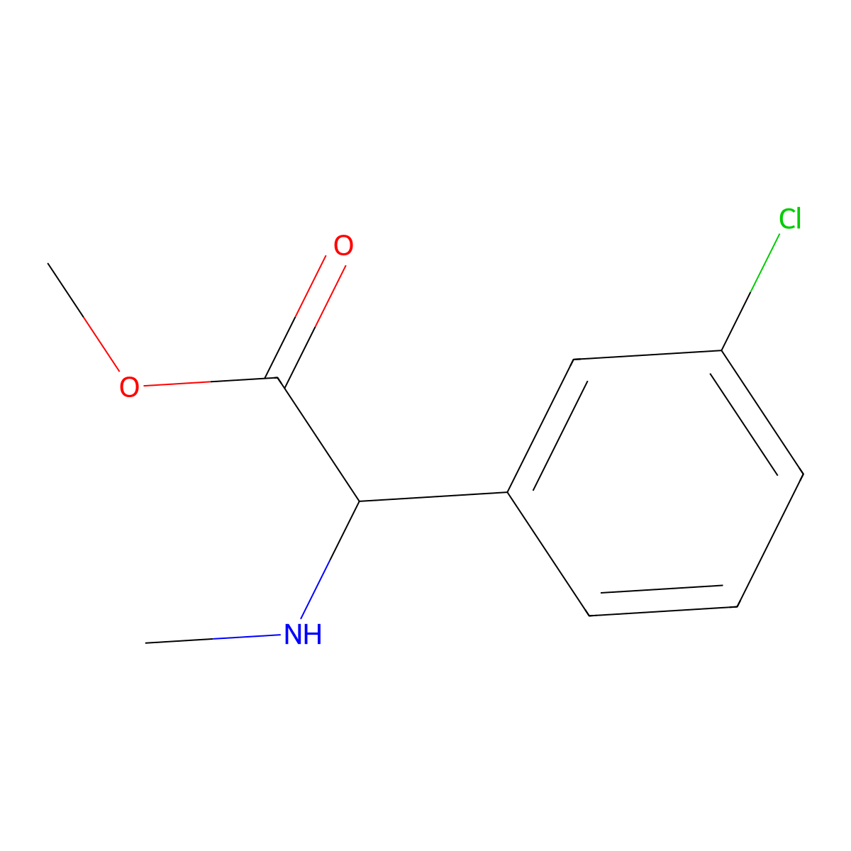 Methyl 2-(3-chlorophenyl)-2-(methylamino)acetate molecular structure, CAS 1218101-45-1