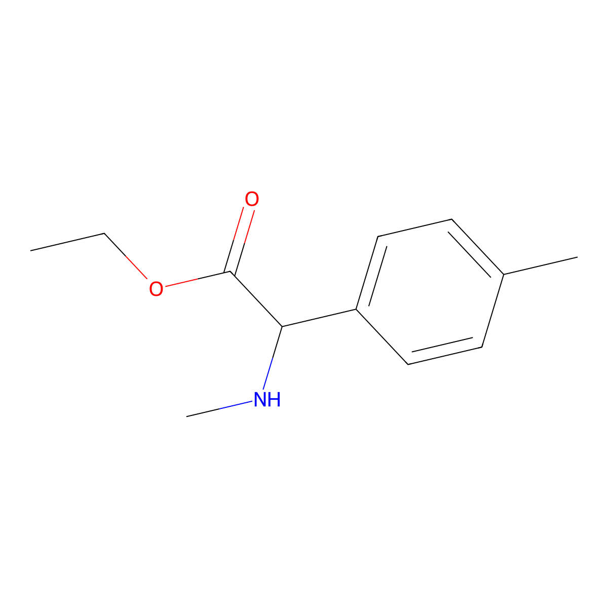 Ethyl 2-(methylamino)-2-(4-methylphenyl)acetate molecular structure, CAS 1218103-24-2