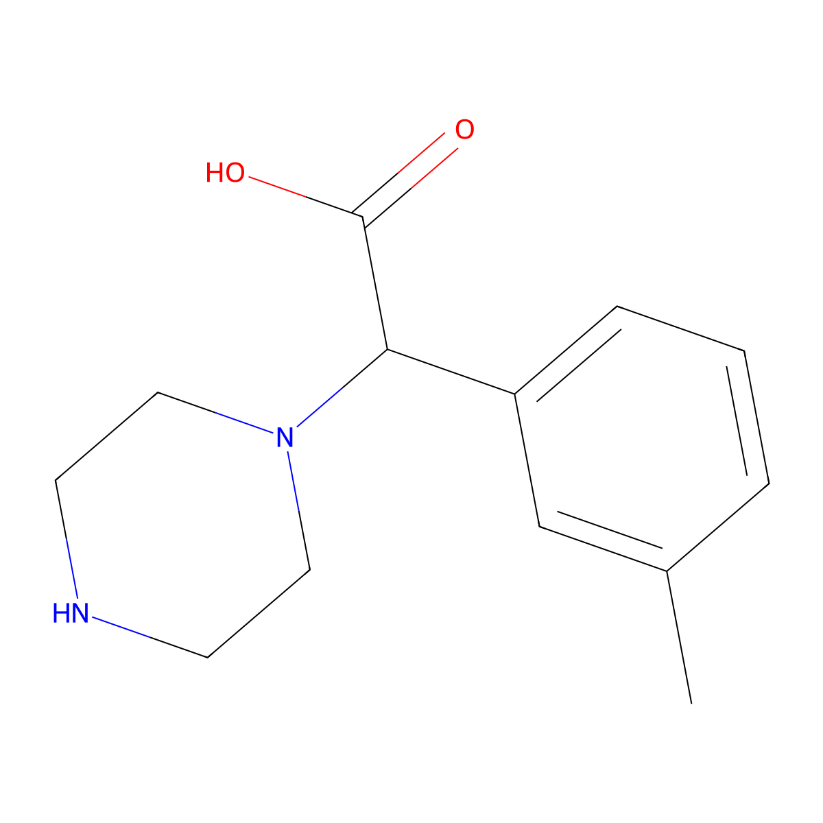 2-(Piperazin-1-yl)-2-(m-tolyl)acetic acid molecular structure, CAS 1218111-57-9