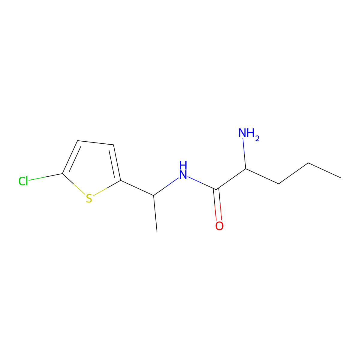 2-amino-N-[1-(5-chlorothiophen-2-yl)ethyl]pentanamide molecular structure, CAS 1218114-38-5
