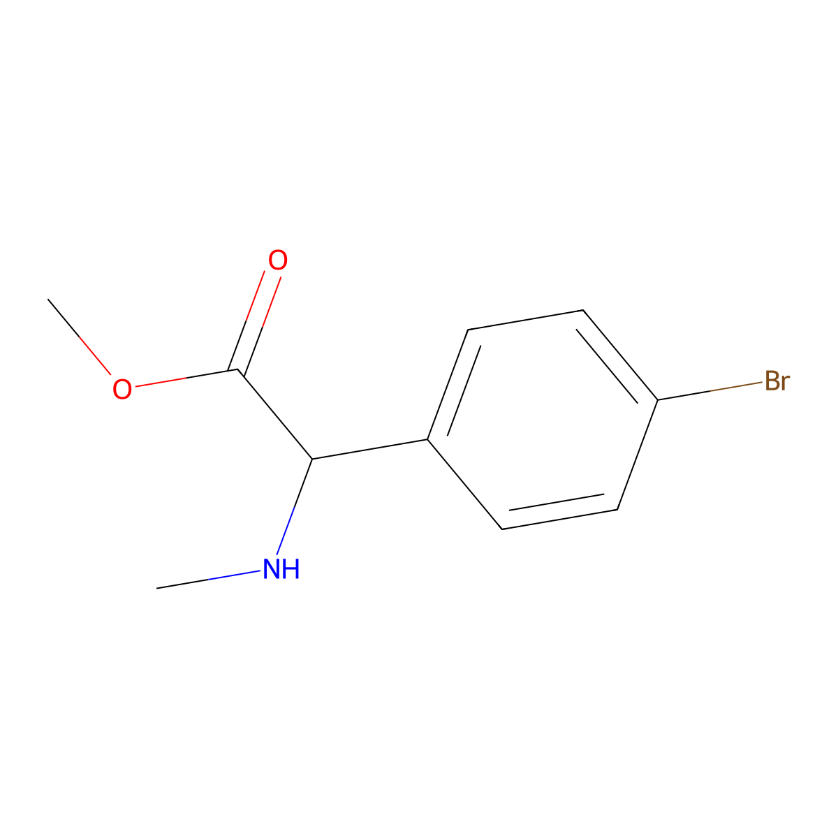 Methyl 2-(4-bromophenyl)-2-(methylamino)acetate molecular structure, CAS 1218115-61-7