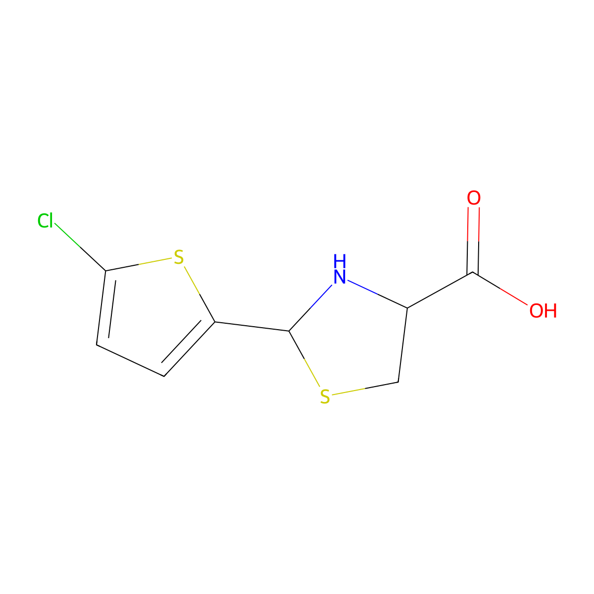 2-(5-Chlorothiophen-2-yl)-1,3-thiazolidine-4-carboxylic acid molecular structure, CAS 1218116-94-9