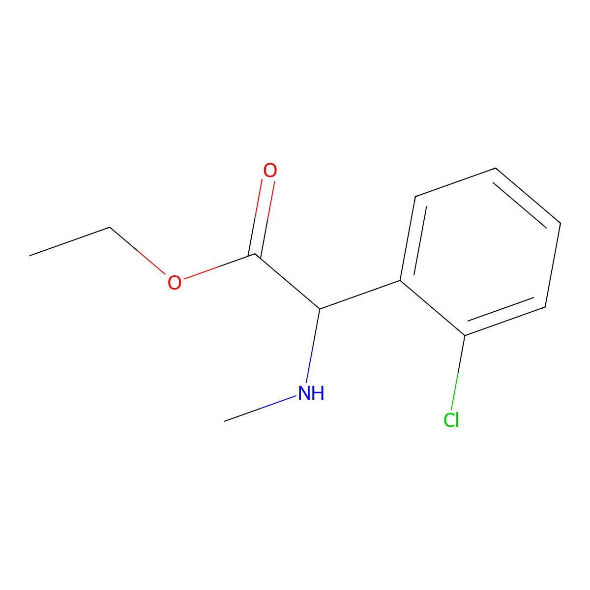 Ethyl 2-(2-chlorophenyl)-2-(methylamino)acetate molecular structure, CAS 1218117-18-0