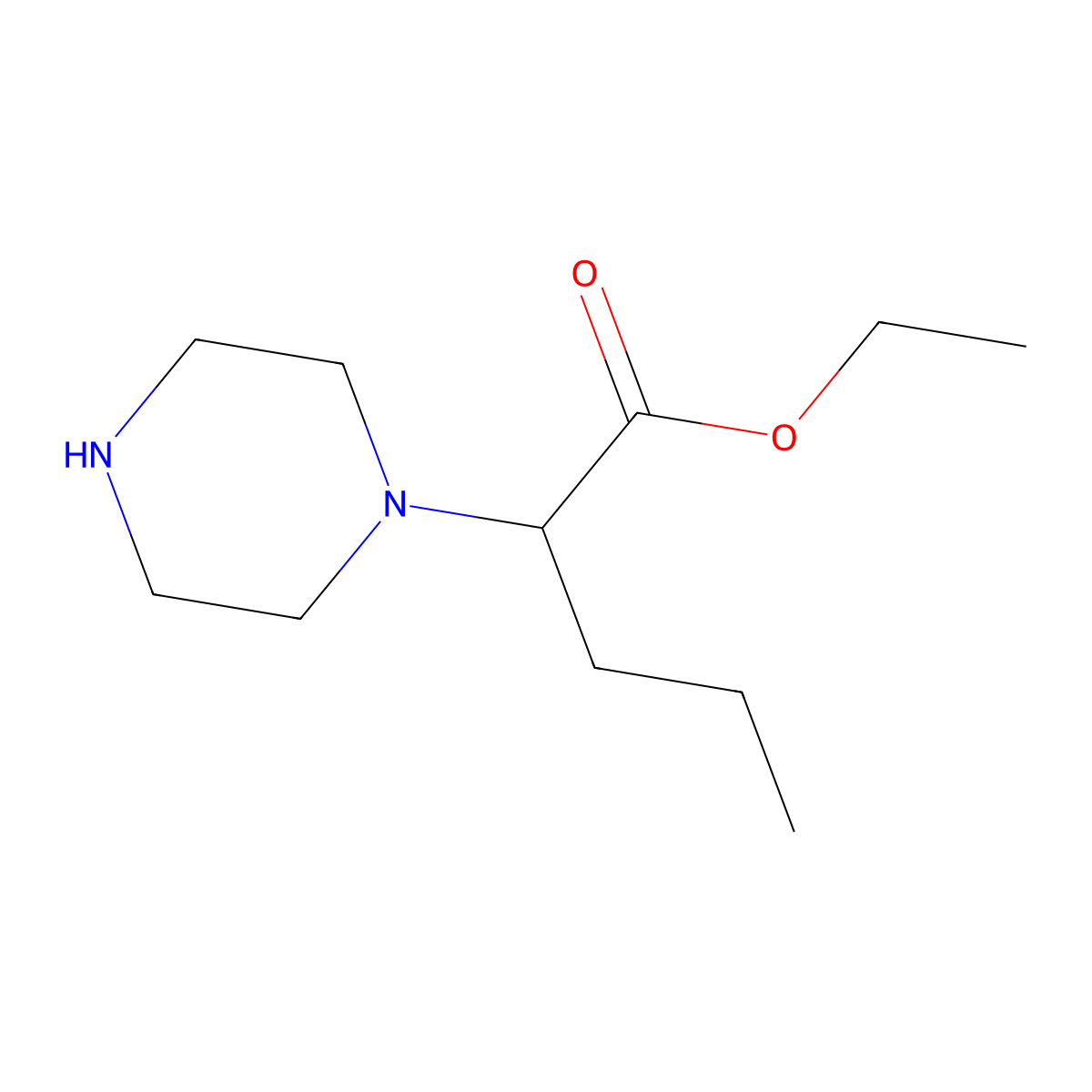 Ethyl 2-(piperazin-1-yl)pentanoate molecular structure, CAS 1218117-74-8