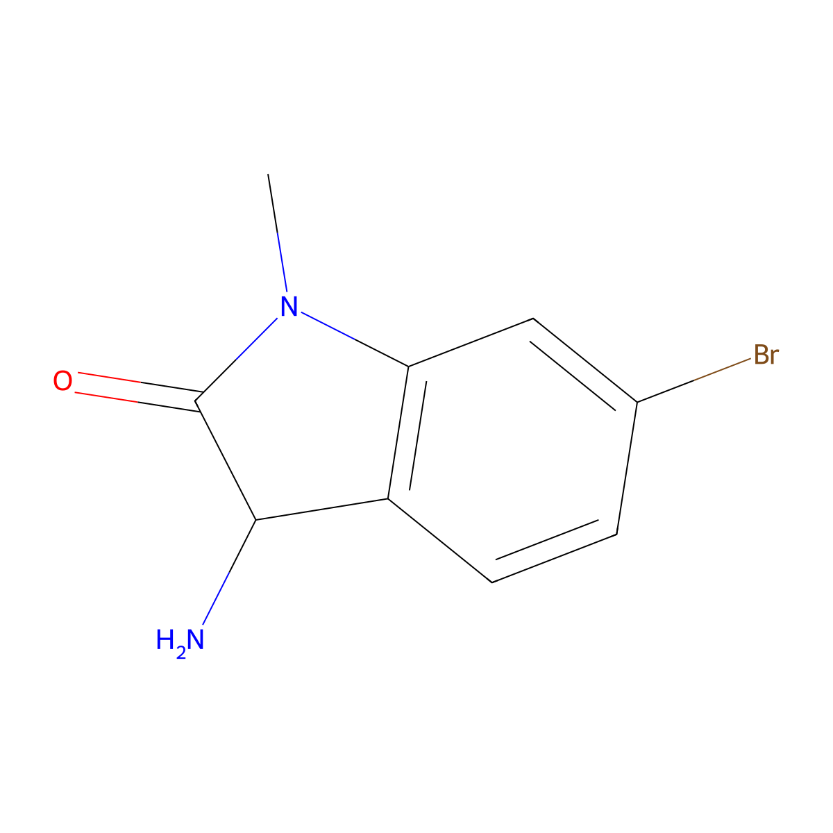 3-amino-6-bromo-1-methyl-2,3-dihydro-1H-indol-2-one molecular structure, CAS 1218126-20-5