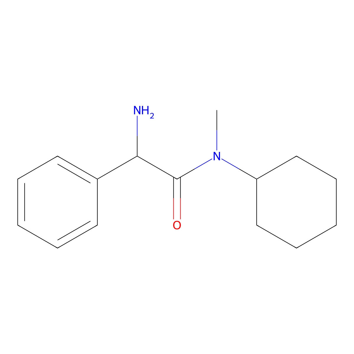 2-amino-N-cyclohexyl-N-methyl-2-phenylacetamide molecular structure, CAS 1218129-76-0