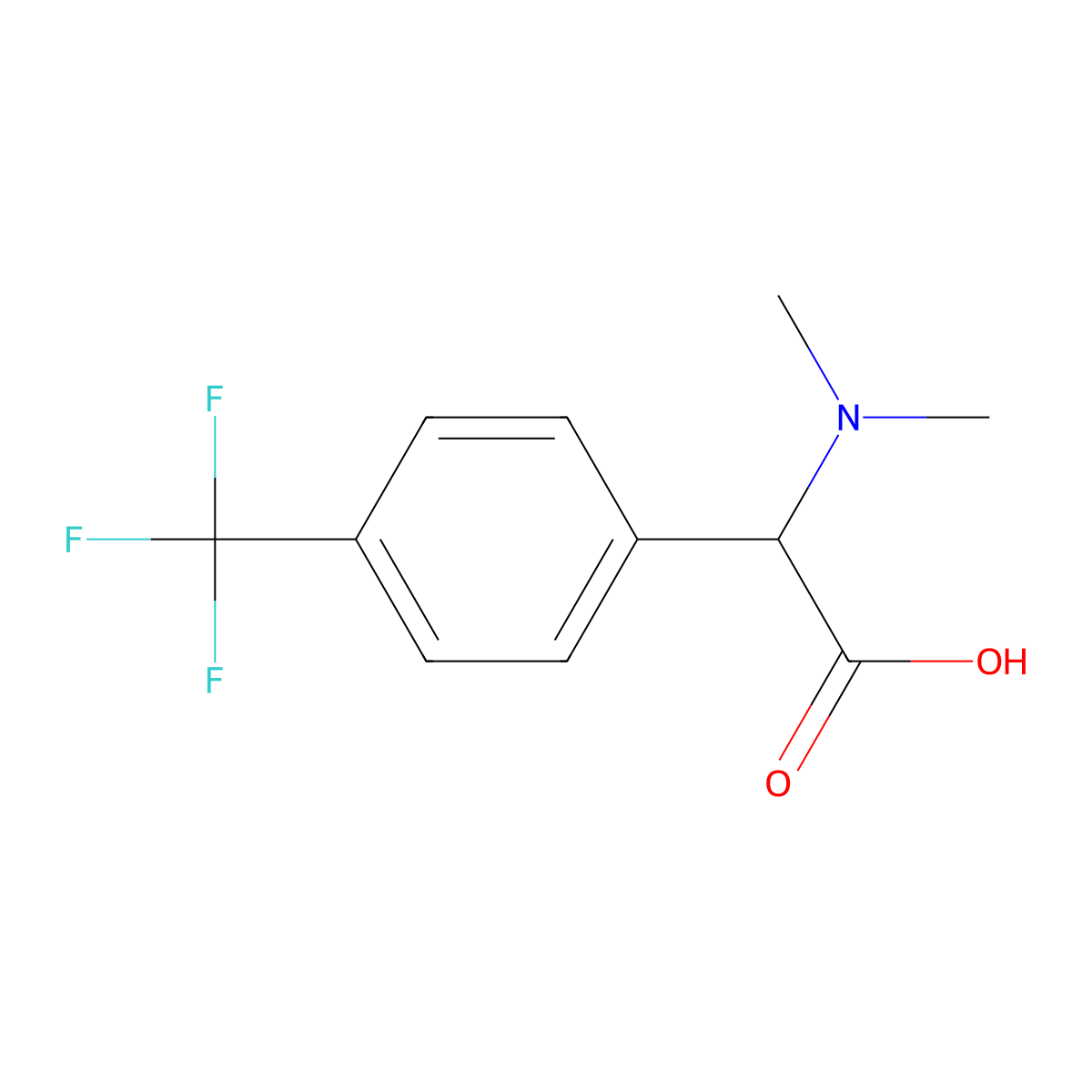 2-(Dimethylamino)-2-(4-(trifluoromethyl)phenyl)acetic acid molecular structure, CAS 1218131-15-7