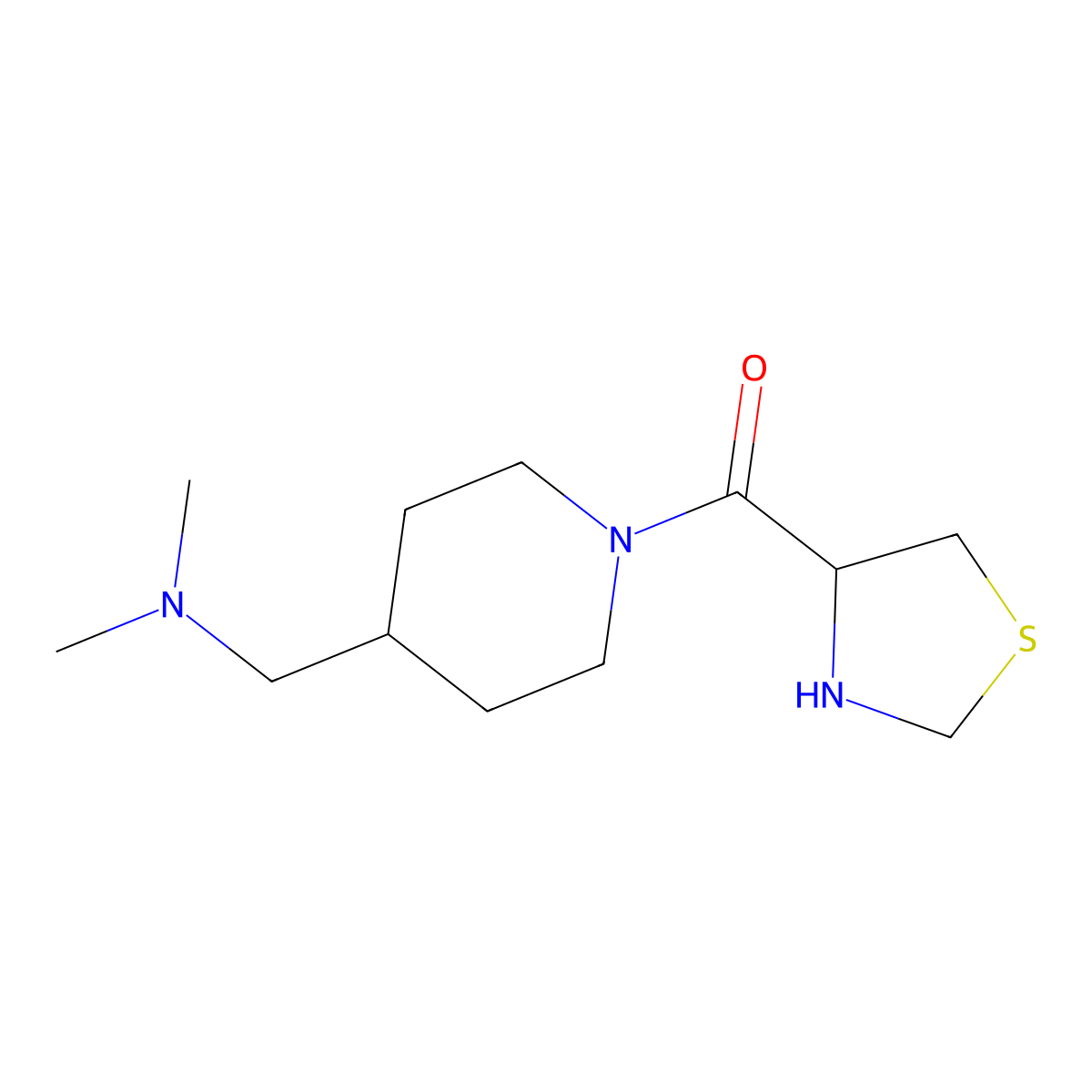 Dimethyl({[1-(1,3-thiazolidine-4-carbonyl)piperidin-4-yl]methyl})amine molecular structure, CAS 1218133-36-8