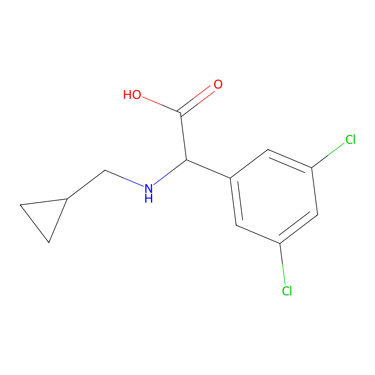 2-[(Cyclopropylmethyl)amino]-2-(3,5-dichlorophenyl)acetic acid molecular structure, CAS 1218139-76-4