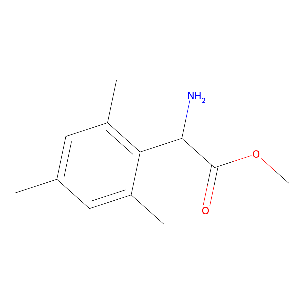 Methyl 2-amino-2-(2,4,6-trimethylphenyl)acetate molecular structure, CAS 1218141-42-4