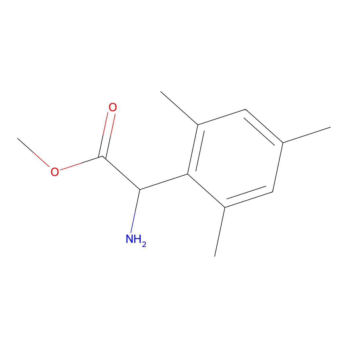 Methyl 2-amino-2-(2,4,6-trimethylphenyl)acetate molecular structure, CAS 1218141-42-4