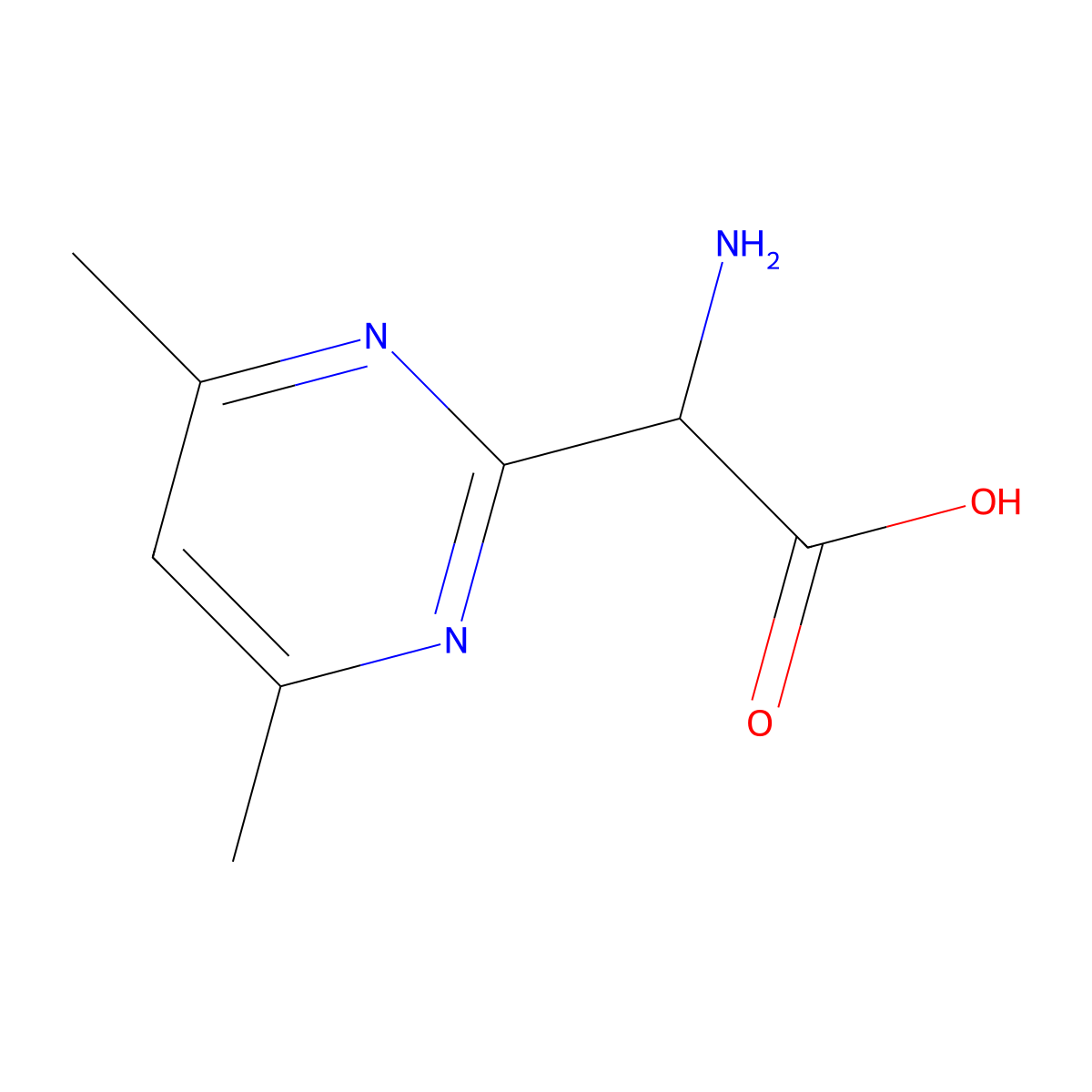 2-Amino-2-(4,6-dimethylpyrimidin-2-yl)acetic acid molecular structure, CAS 1218151-90-6