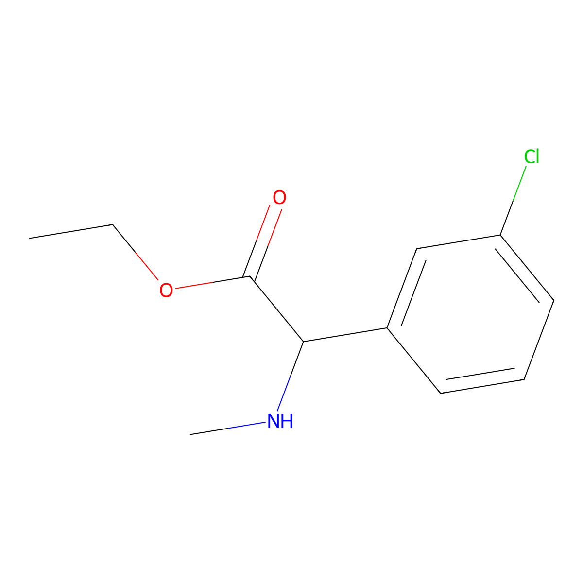 Ethyl 2-(3-chlorophenyl)-2-(methylamino)acetate molecular structure, CAS 1218154-47-2