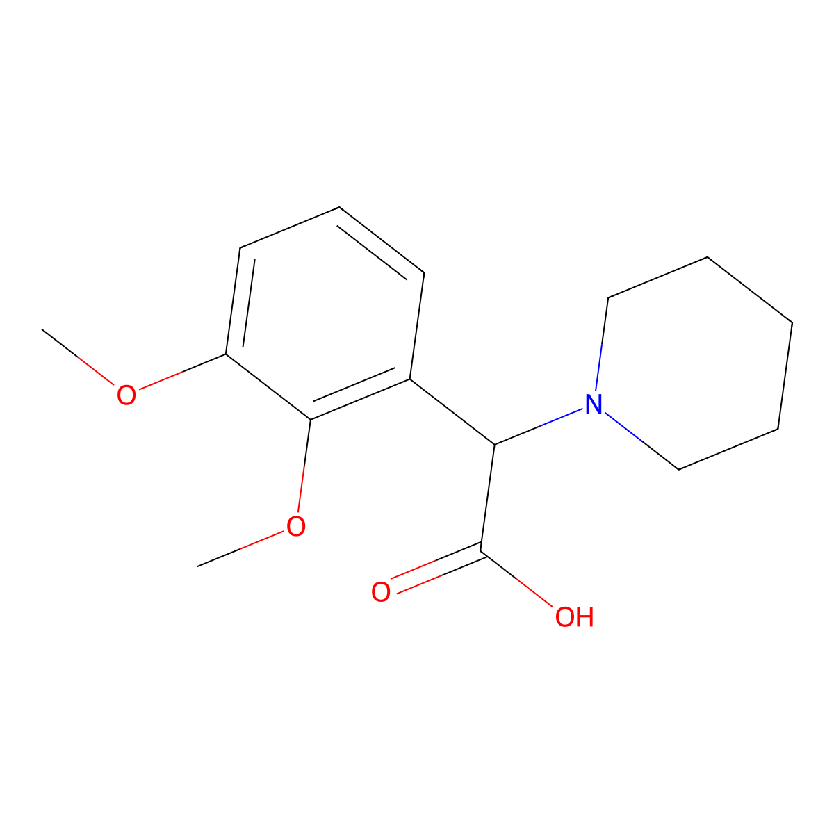 2-(2,3-Dimethoxyphenyl)-2-(piperidin-1-yl)acetic acid molecular structure, CAS 1218155-16-8