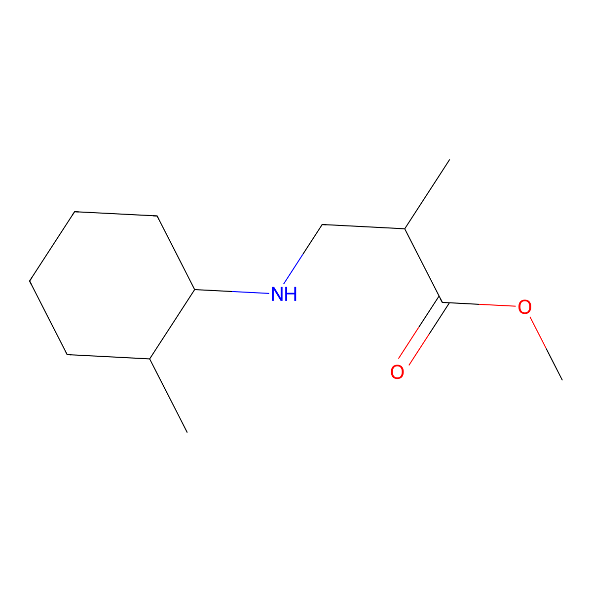 Methyl 2-methyl-3-[(2-methylcyclohexyl)amino]propanoate molecular structure, CAS 1218157-14-2