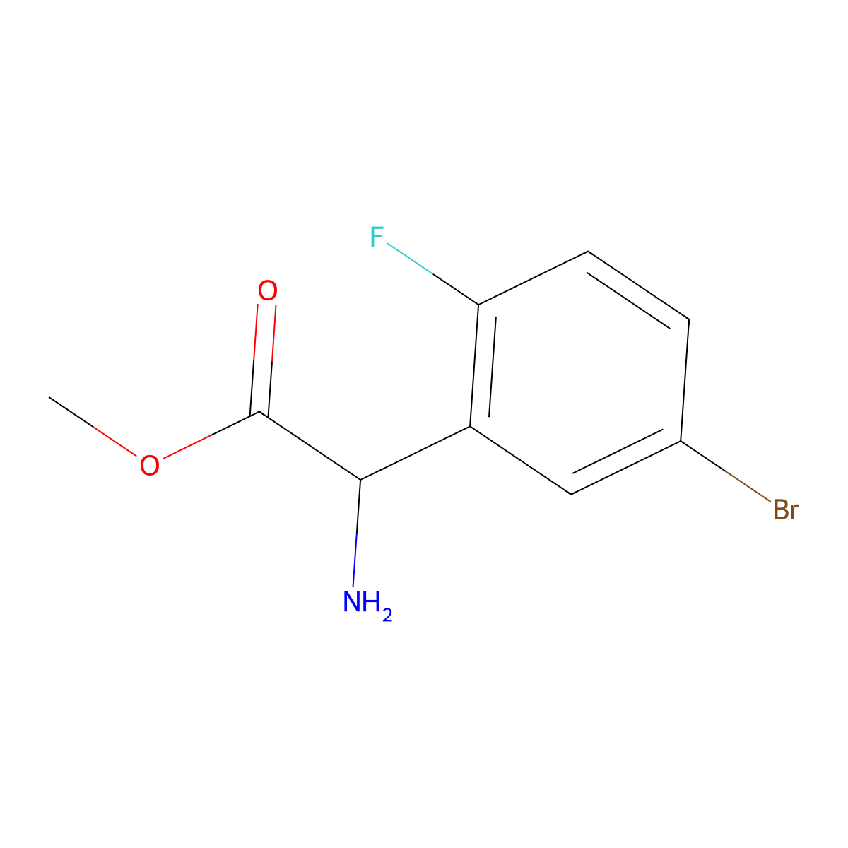 Methyl 2-amino-2-(5-bromo-2-fluorophenyl)acetate molecular structure, CAS 1218158-22-5