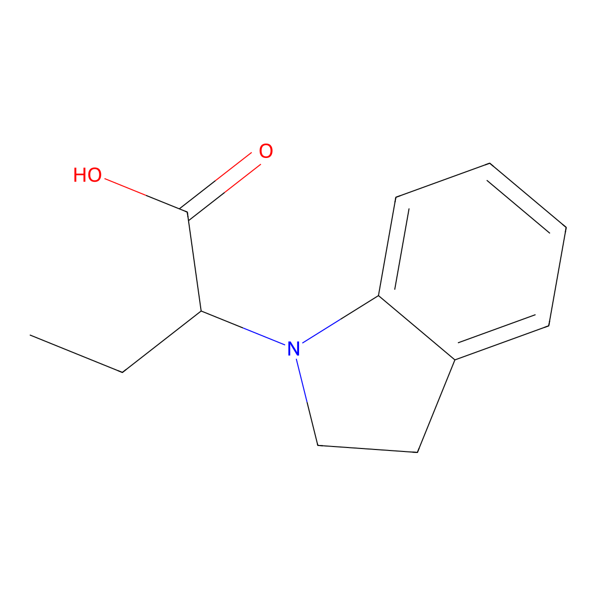 2-(2,3-dihydro-1H-indol-1-yl)butanoic acid molecular structure, CAS 1218163-74-6