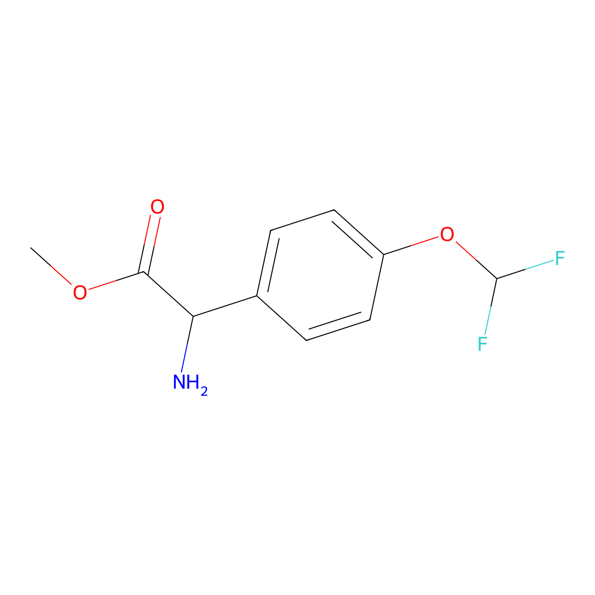 Methyl 2-amino-2-(4-(difluoromethoxy)phenyl)acetate molecular structure, CAS 1218167-22-6