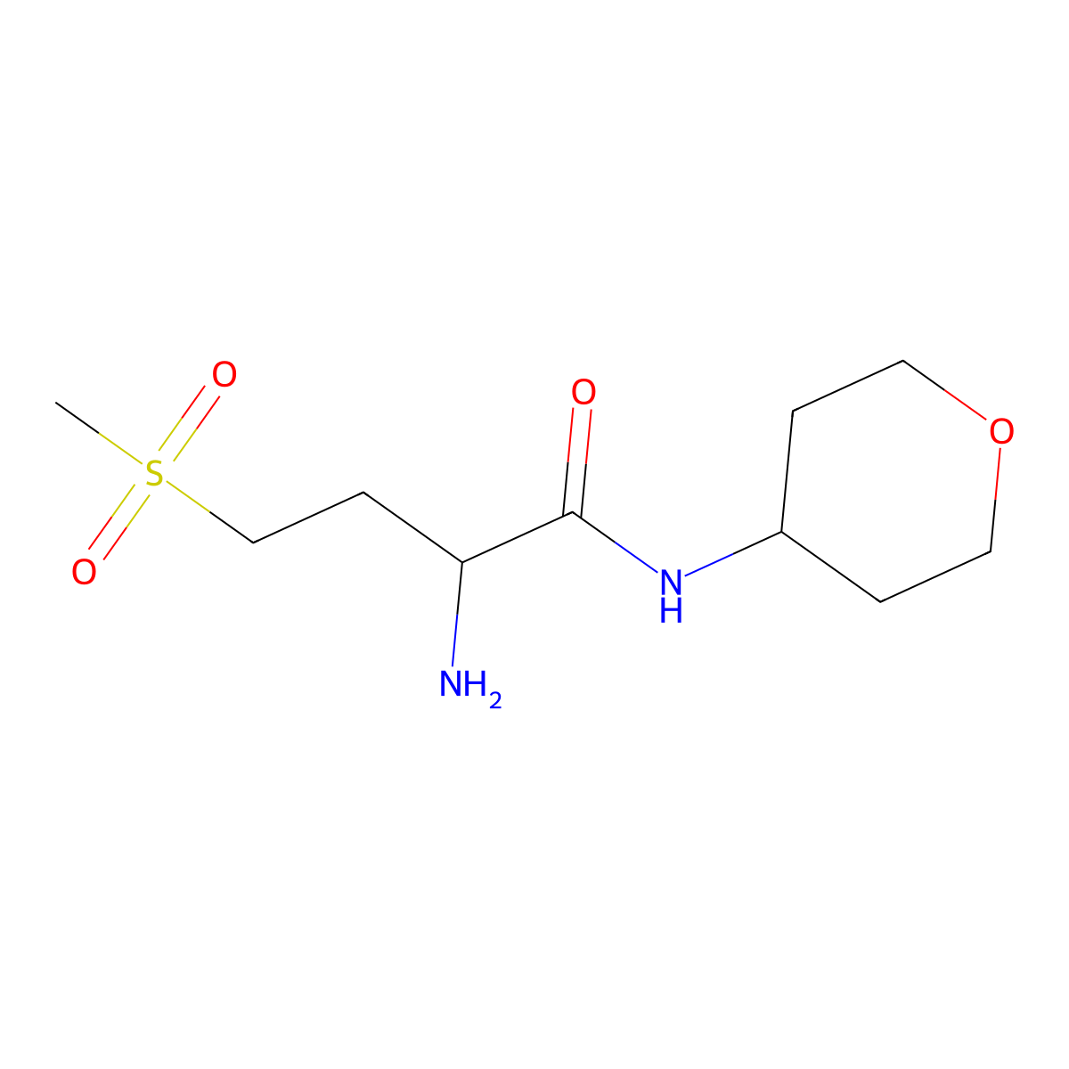 2-Amino-4-methanesulfonyl-N-(oxan-4-YL)butanamide molecular structure, CAS 1218167-53-3