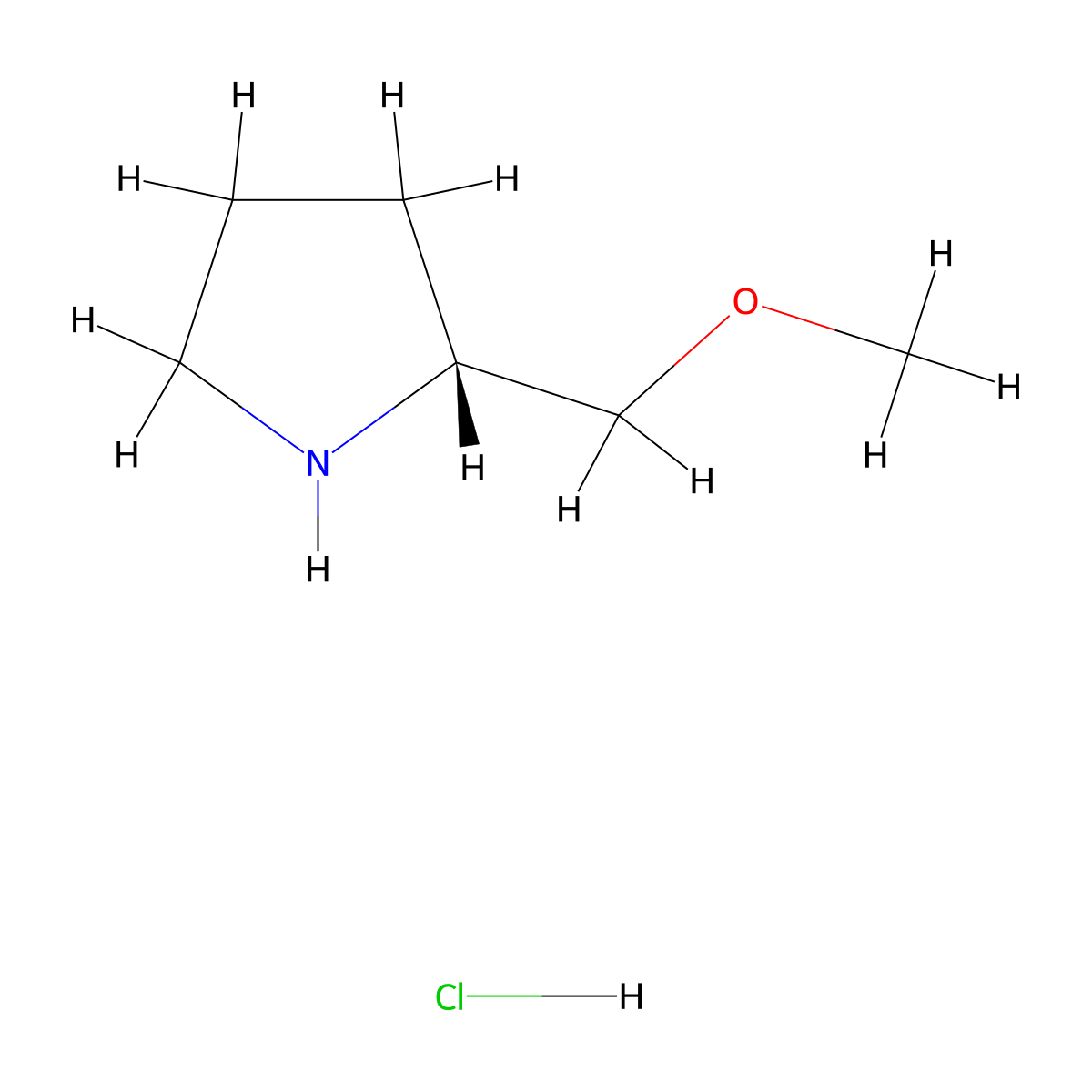 (2R)-2-(methoxymethyl)pyrrolidine hydrochloride molecular structure, CAS 121817-72-9