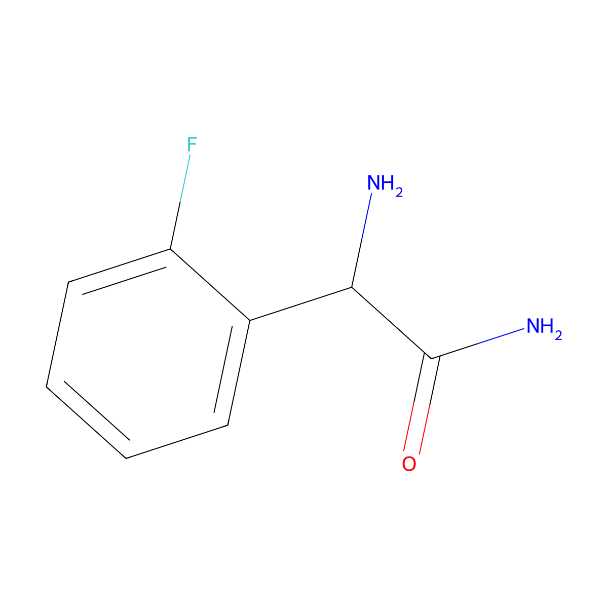 2-Amino-2-(2-fluorophenyl)acetamide molecular structure, CAS 1218171-00-6