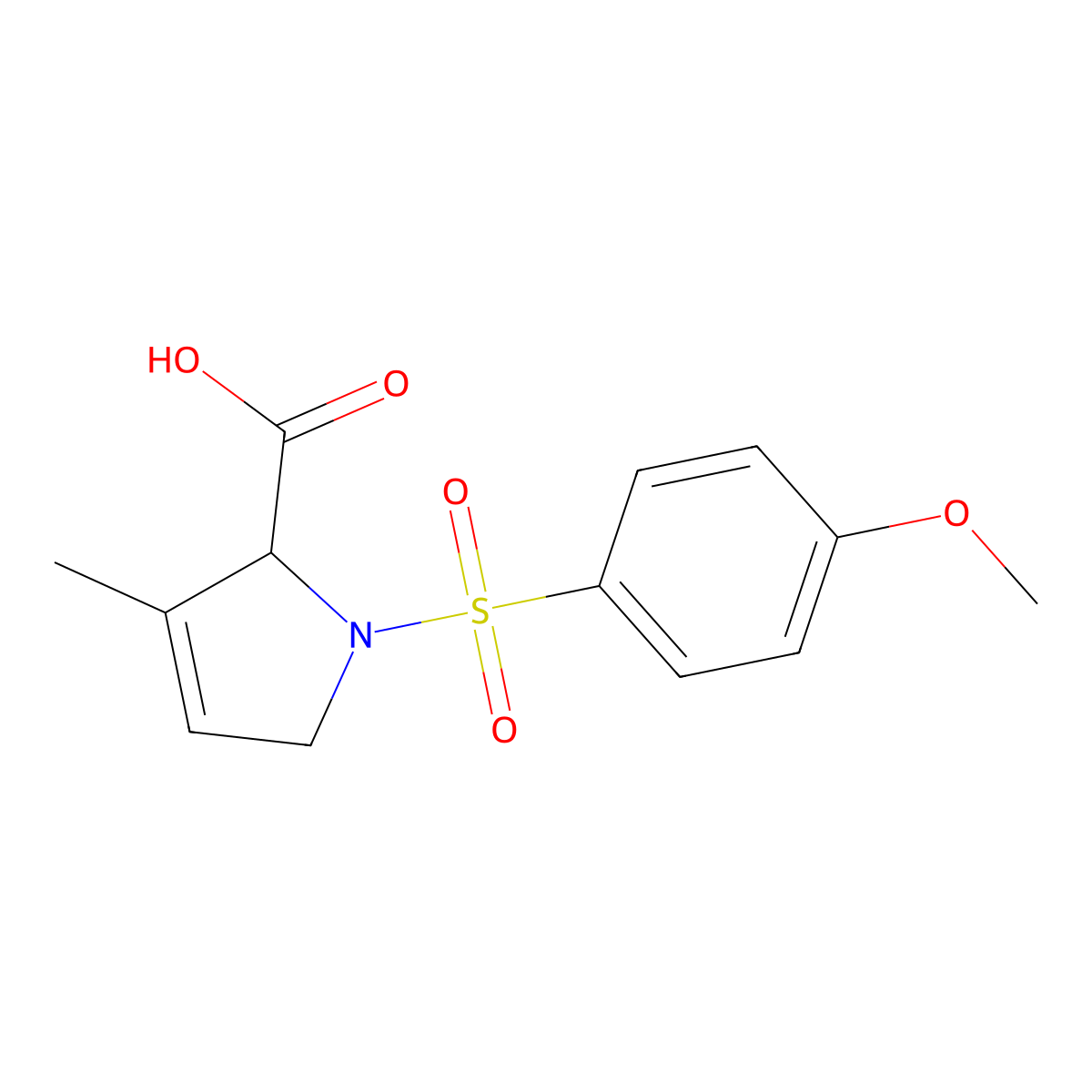 1-(4-methoxybenzenesulfonyl)-3-methyl-2,5-dihydro-1H-pyrrole-2-carboxylic acid molecular structure, CAS 1218181-94-2