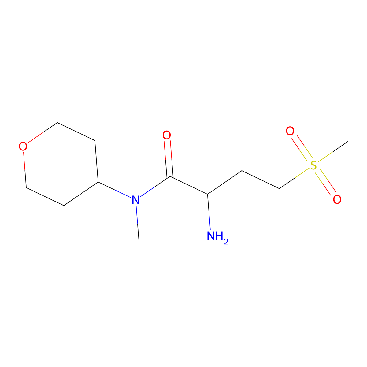 2-Amino-N-methyl-4-(methylsulfonyl)-N-(tetrahydro-2H-pyran-4-yl)butanamide molecular structure, CAS 1218183-27-7