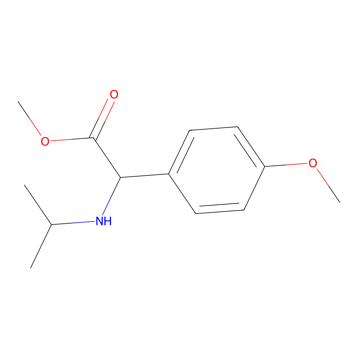 Methyl 2-(4-methoxyphenyl)-2-[(propan-2-yl)amino]acetate molecular structure, CAS 1218190-14-7
