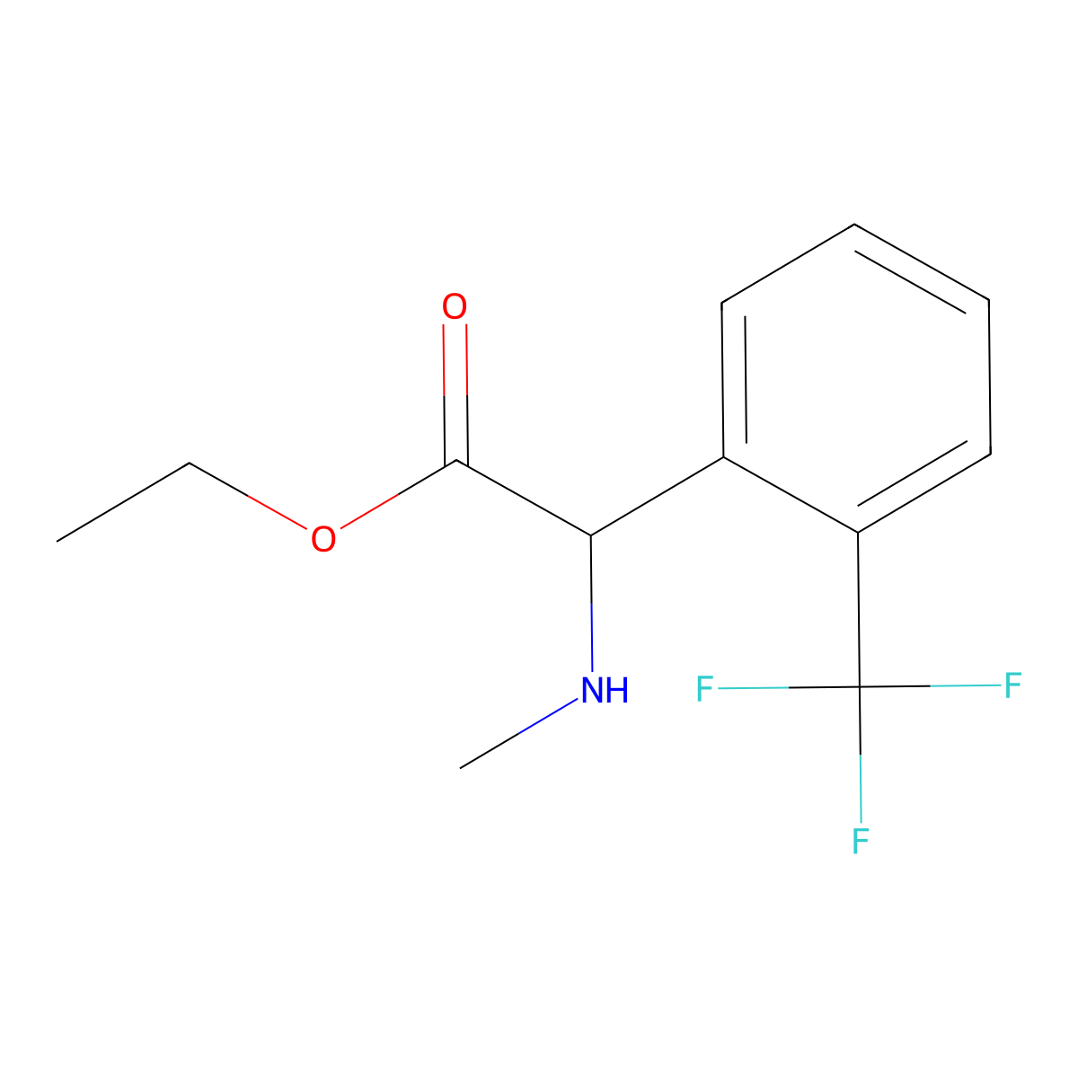 Ethyl 2-(methylamino)-2-[2-(trifluoromethyl)phenyl]acetate molecular structure, CAS 1218196-51-0
