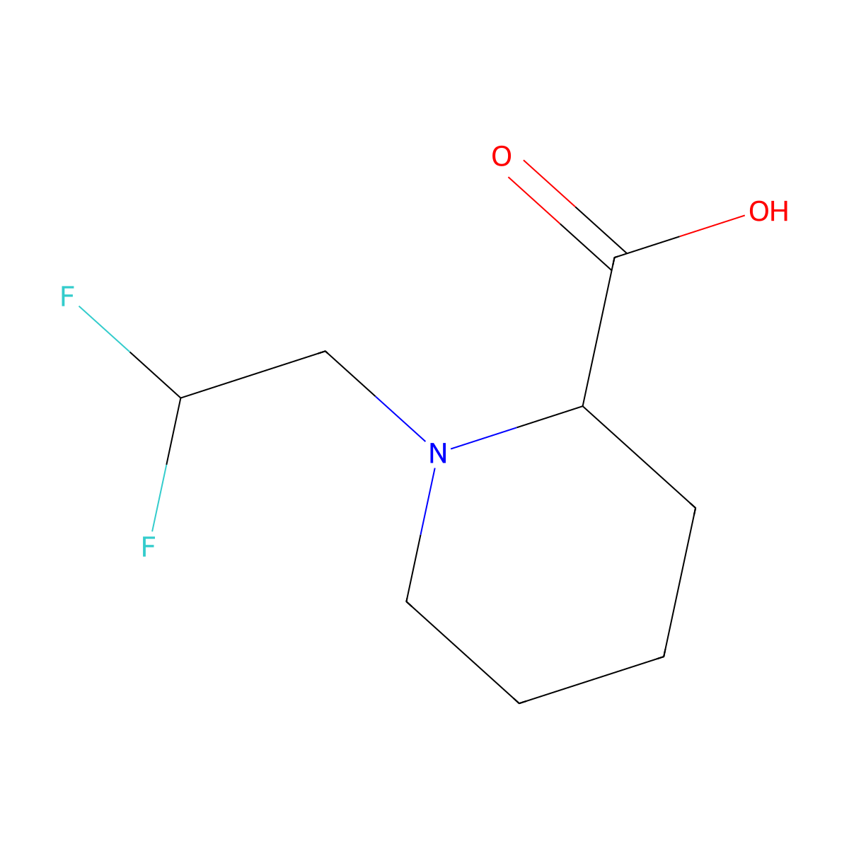 1-(2,2-Difluoroethyl)piperidine-2-carboxylic acid molecular structure, CAS 1218200-72-6