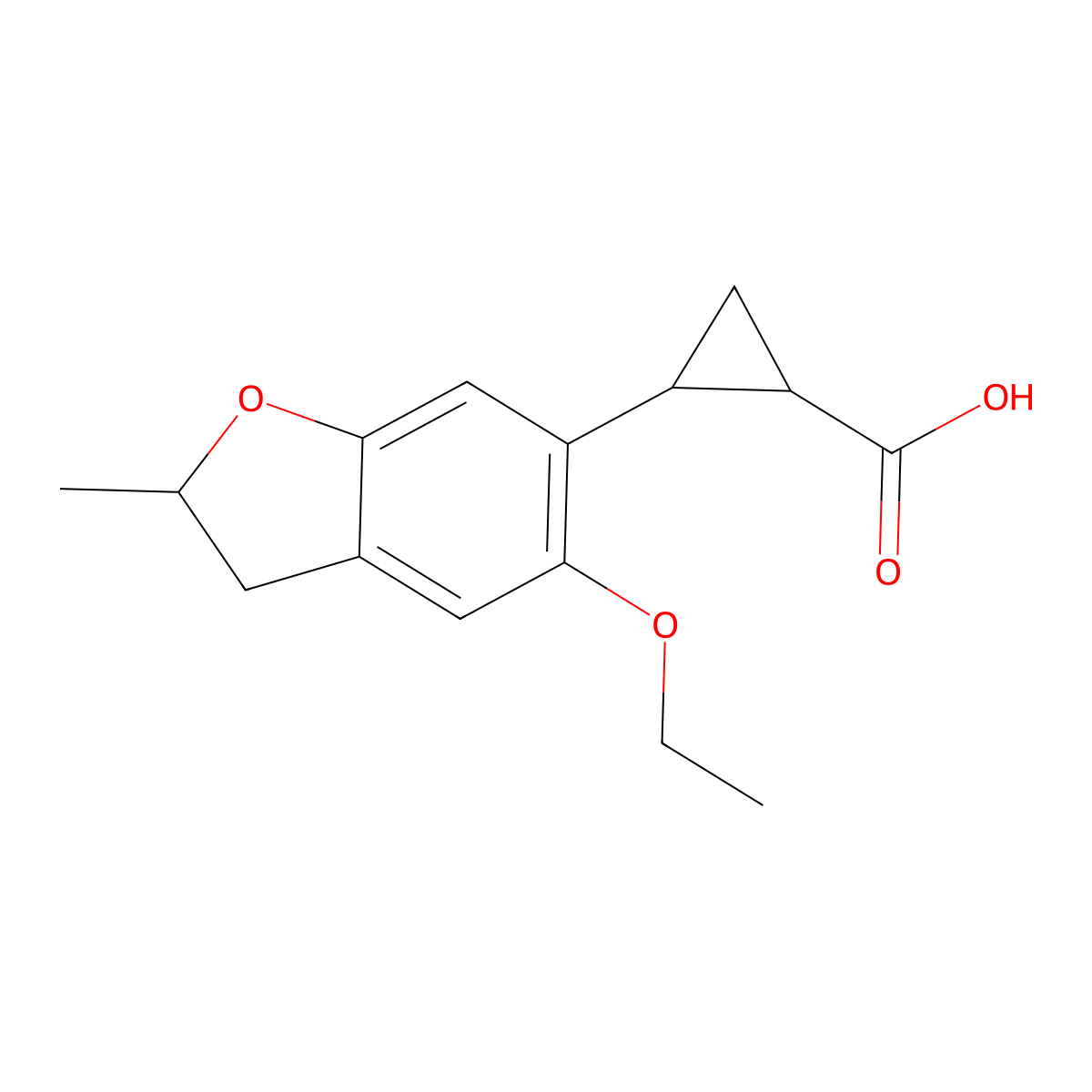 2-(5-Ethoxy-2-methyl-2,3-dihydro-1-benzofuran-6-yl)cyclopropane-1-carboxylic acid molecular structure, CAS 1218204-89-7