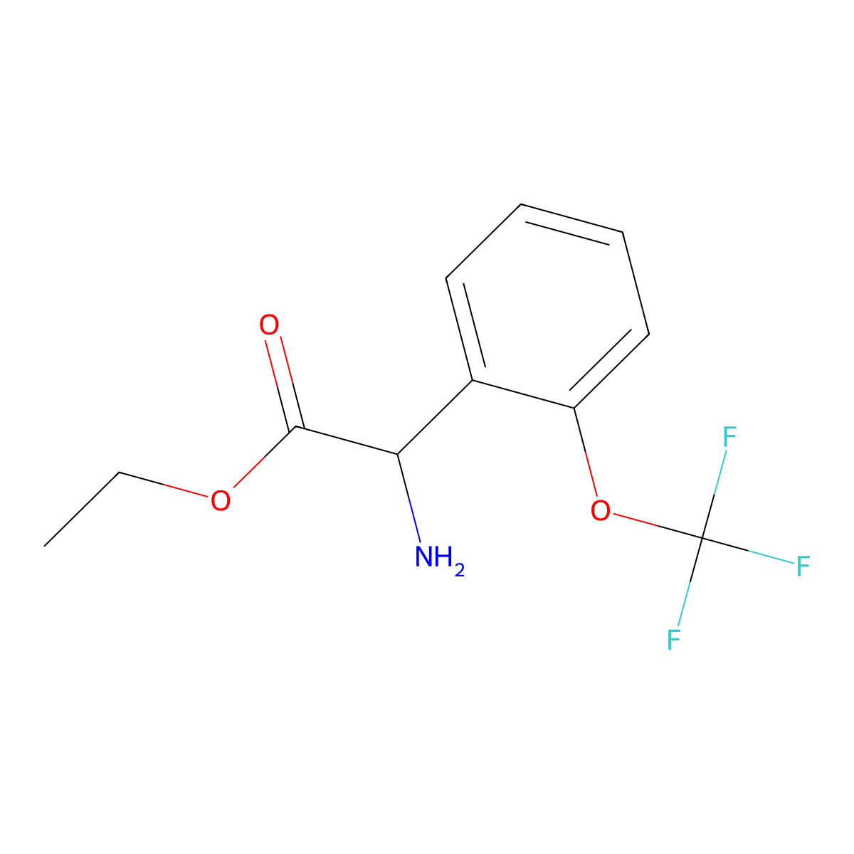 Ethyl 2-amino-2-[2-(trifluoromethoxy)phenyl]acetate molecular structure, CAS 1218208-40-2