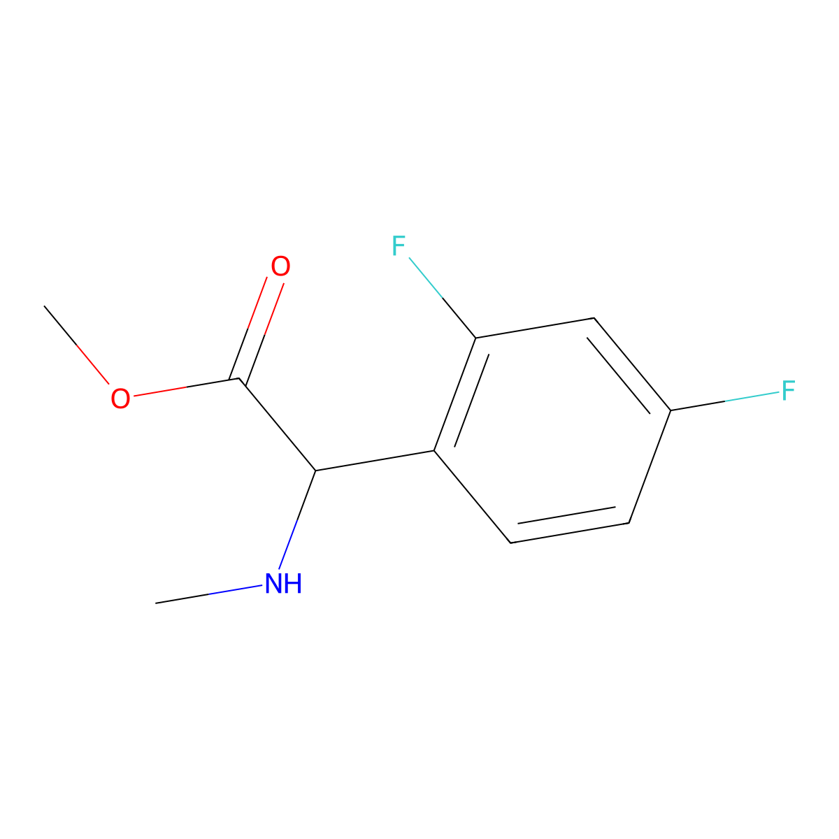 Methyl 2-(2,4-difluorophenyl)-2-(methylamino)acetate molecular structure, CAS 1218217-91-4