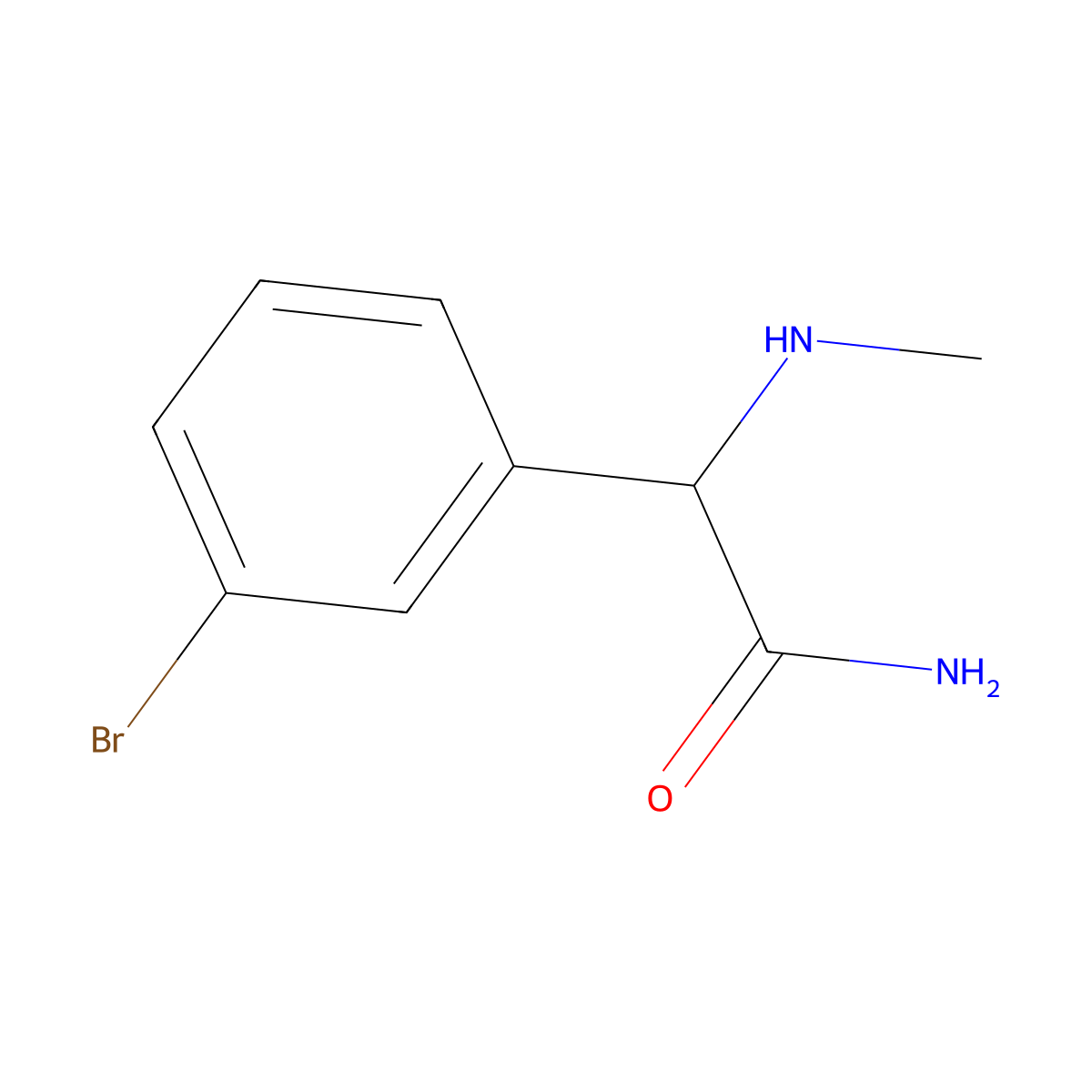 2-(3-Bromophenyl)-2-(methylamino)acetamide molecular structure, CAS 1218221-61-4