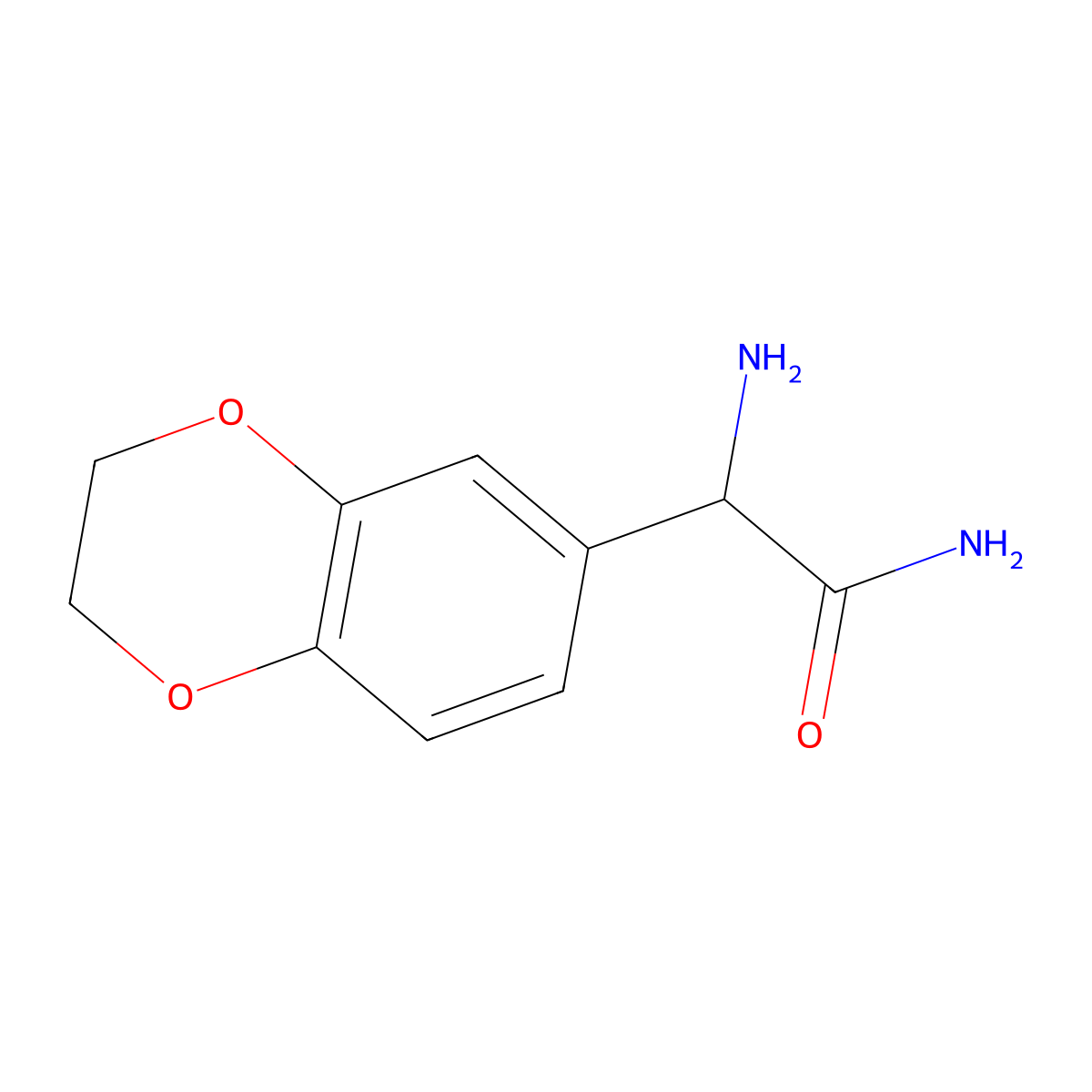 2-Amino-2-(2,3-dihydro-1,4-benzodioxin-6-yl)acetamide molecular structure, CAS 1218223-97-2