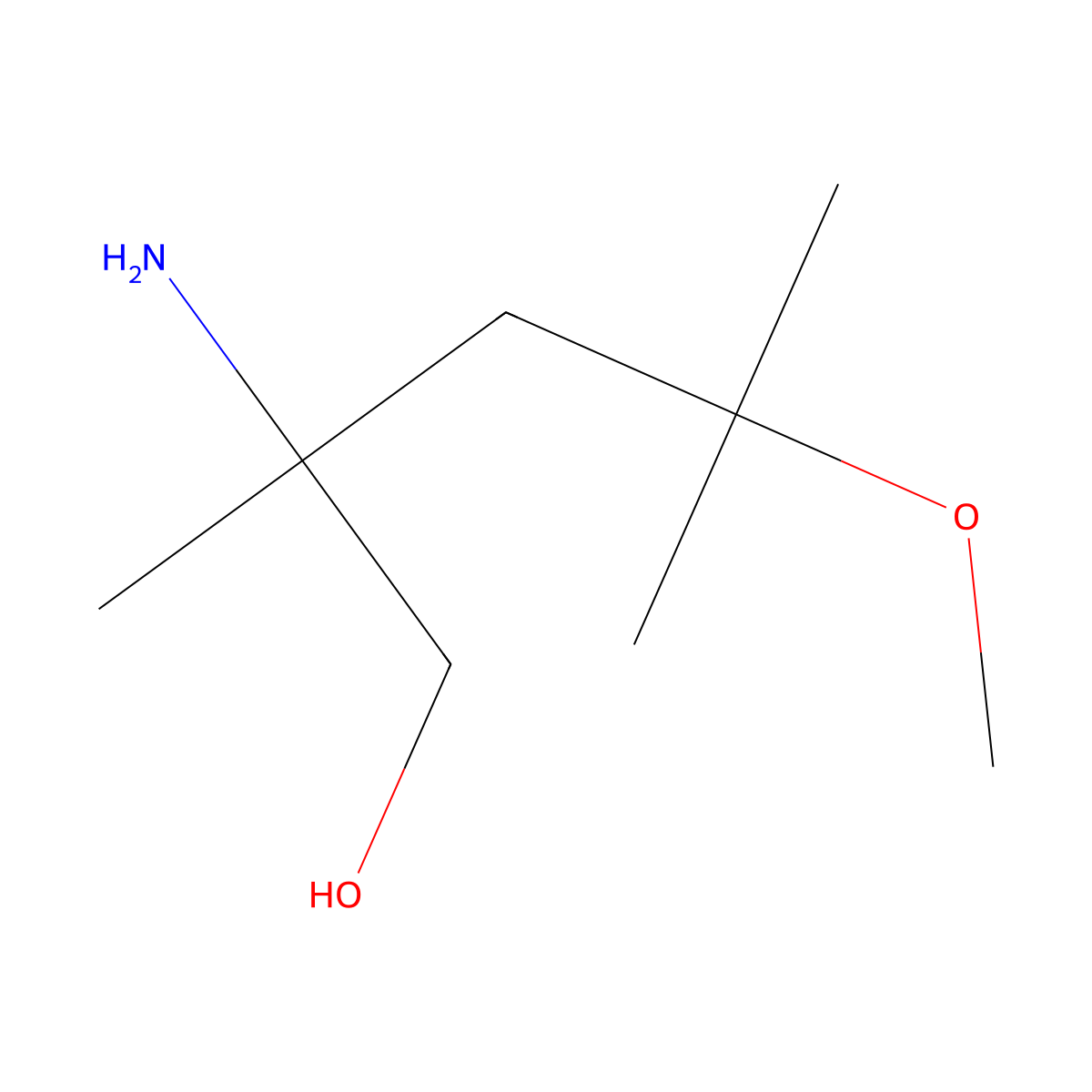 2-Amino-4-methoxy-2,4-dimethylpentan-1-ol molecular structure, CAS 1218227-46-3