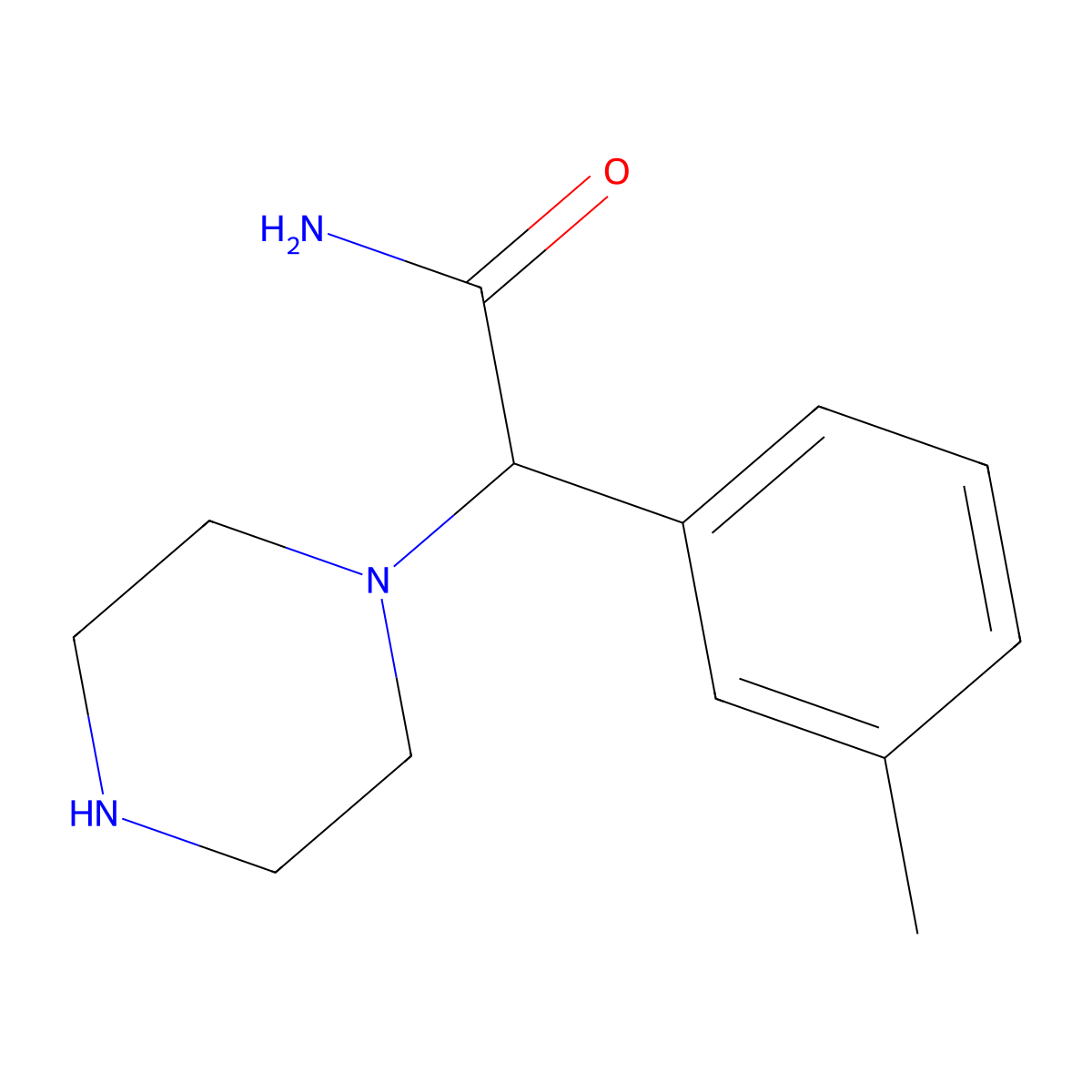 2-(Piperazin-1-yl)-2-(m-tolyl)acetamide molecular structure, CAS 1218230-18-2