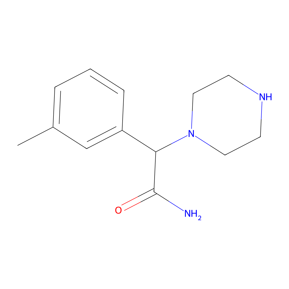 2-(Piperazin-1-yl)-2-(m-tolyl)acetamide molecular structure, CAS 1218230-18-2